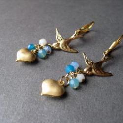 Birds & Hearts Earrings AS SEEN IN Bead Style Magazine